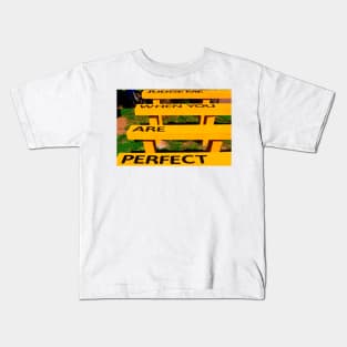 Judge me when you are perfect on yellow bench Kids T-Shirt